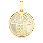 Colgante Mano de Fátima 20 mm en Oro Amarillo 18 Quilates Nácar