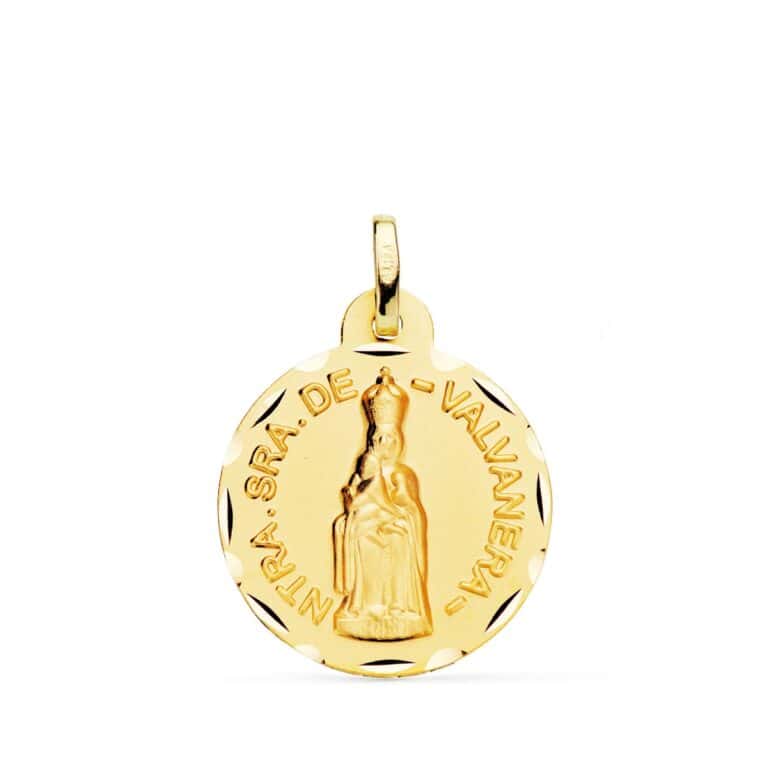 p1570 Medalla Nuestra Señora de Valvanera 20 mm Oro Amarillo 18K con Bisel - Imagen 1