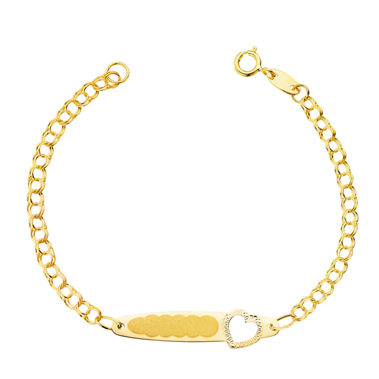 Pulsera Tipo Esclava Hungarina Oro Amarillo 18K 13cm Corazón - Imagen 1