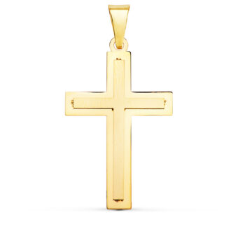 Cruz 33 x 20 mm en Oro Amarillo de 18K con Brillo y Mate