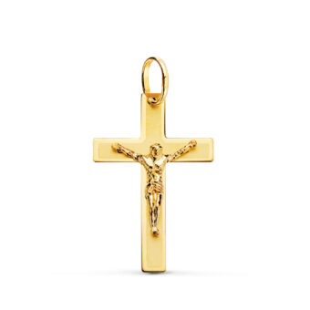 Cruz Cristo 26 x 17 mm Oro Amarillo 18K Lisa con Puntas Rectas
