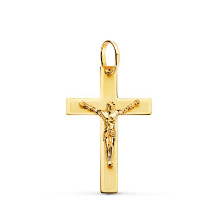 Cruz Cristo 26 x 17 mm Oro Amarillo 18K Lisa con Puntas Rectas