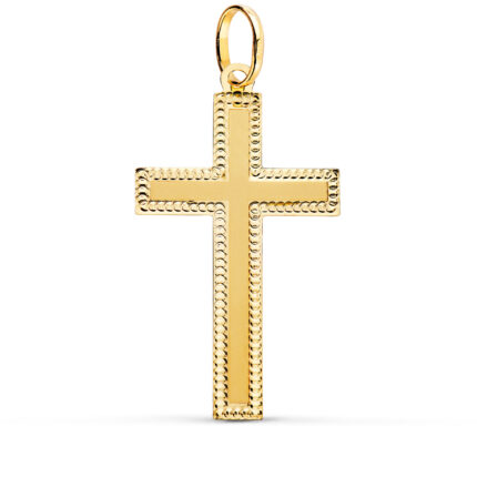 Cruz 35 x 20 mm en Oro Amarillo de 18K Plana y Tallada
