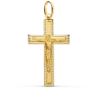 Cruz Cristo 35 x 20 mm Oro Amarillo 18K Plana Tallada