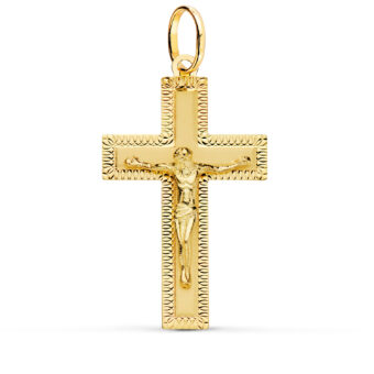 Cruz Cristo 35 x 20 mm Oro Amarillo 18K Borde Tallado