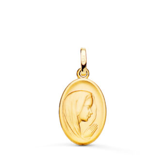 Medalla Virgen María 16 x 12 mm en Oro Amarillo 18K