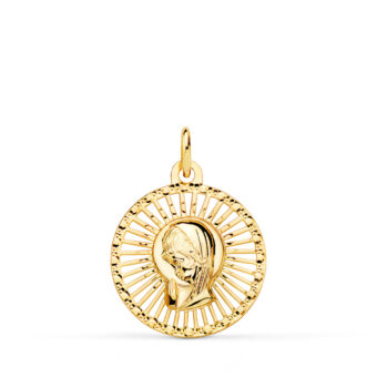 Medalla Virgen Niña 20 x 18 mm en Oro Amarillo 18K con Calado