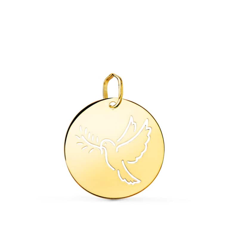 Colgante Paloma de la Paz 18 mm en Oro Amarillo 18 Quilates Calada - Imagen 1
