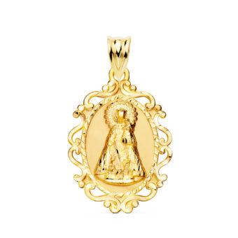 Medalla Virgen de los Desamparados 31 x 21 mm en Oro Amarillo 18K con Cerco 