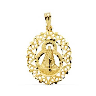 Medalla Virgen de la Cabeza 28 x 21 mm en Oro Amarillo 18K con  Cerco