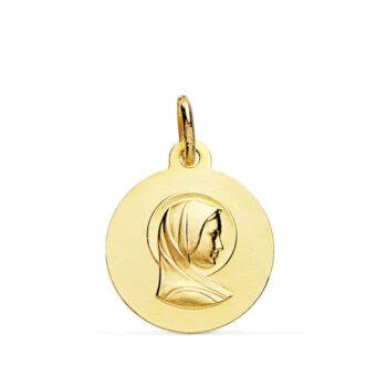 Medalla Virgen María Francesa 16 mm en Oro Amarillo 18K