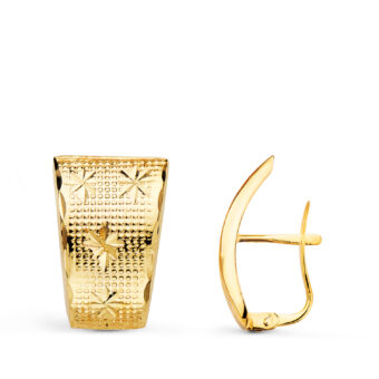 Pendientes 18 x 12 Oro Amarillo 18 Quilates Lapidados Diamantado