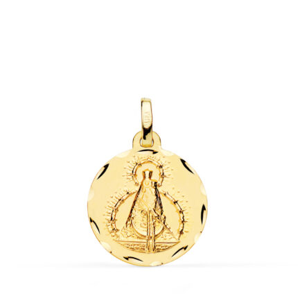 Medalla Virgen de la Cabeza 18 mm en Oro Amarillo 18K con Tallada