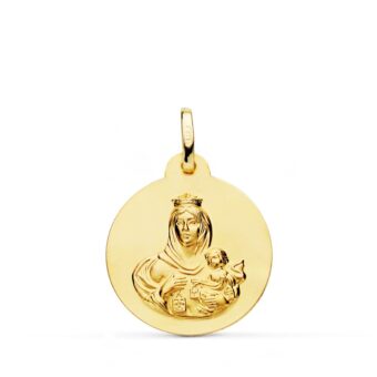 Medalla Virgen del Carmen 20 mm Oro 18K Lisa