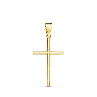 Cruz Lisa Tubo 21x13mm Oro Amarillo 18K