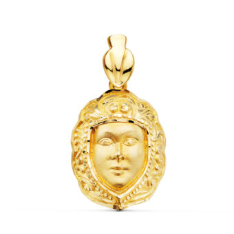 Medalla Virgen del Rocio 26 x 18 mm Oro Amarillo 18 Quilates Pastora Cara