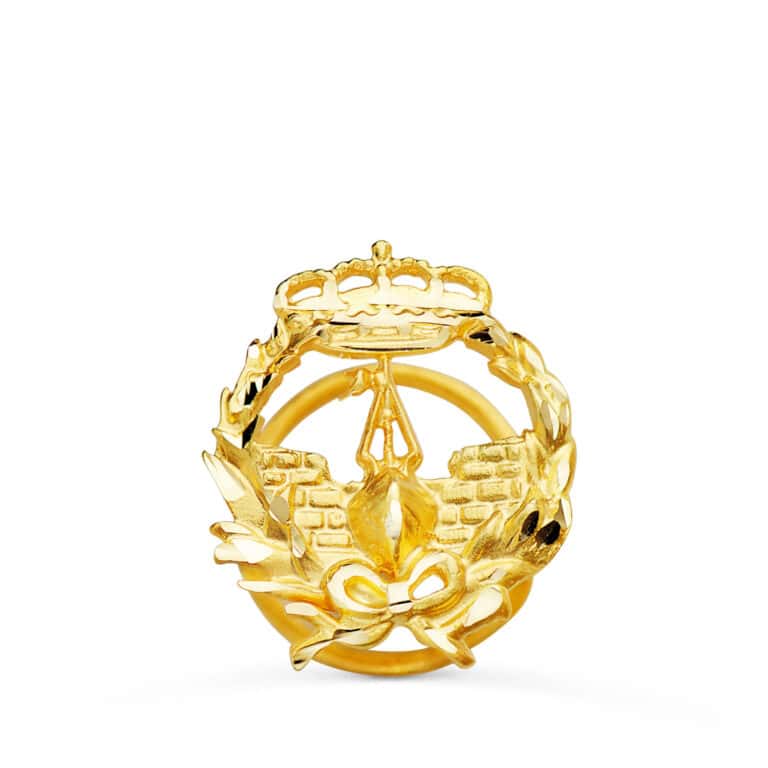 Insignia Ingeniería Naval 17 x 14 mm Oro Amarillo 18K Emblema Ojal - Imagen 1