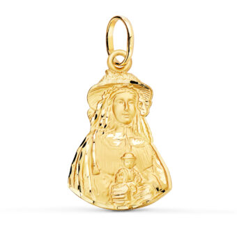 Medalla Virgen del Rocío 28 x 18 mm Oro Amarillo 18K con Pastora