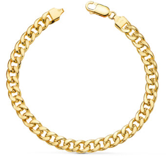 Pulsera 21 cm Eslabones Tipo Barbados en Oro Amarillo 18K