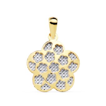 Colgante 17x17 mm Flor en Oro 18 Quilates Bicolor