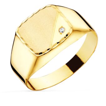 Sello Hombre 12 x 11 mm Oro Amarillo 18K Circonita