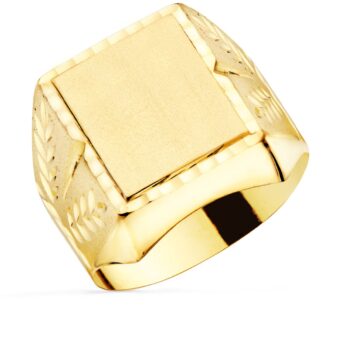 Sello Hombre 18 x 16 mm Oro Amarillo 18K Tallado Floral