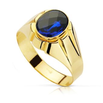 Sello Hombre 10 x 8 mm Oro Amarillo 18K Zafiro Espinel Oval