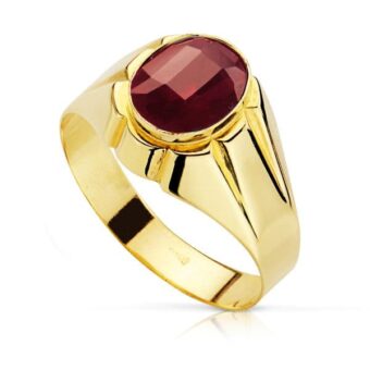 Sello Hombre 10 x 8 mm Oro Amarillo 18K Montura Tallada Rubí Espinel