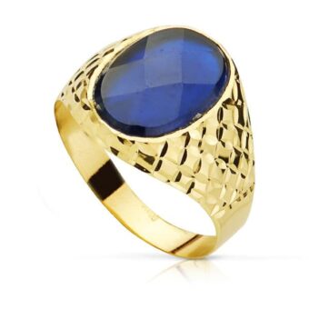 Sello Hombre 14 x 10 mm Oro Amarillo 18K Tallado Cruzado