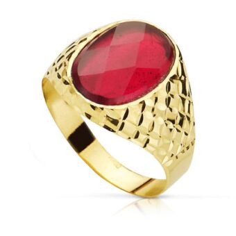 Sello Hombre 14 x 10 mm Oro Amarillo 18K Tallado Cruzado