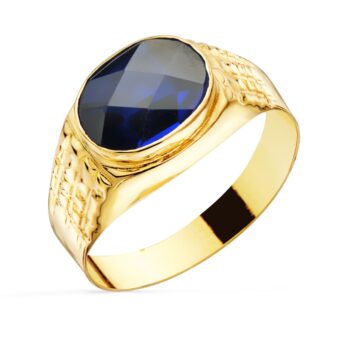 Sello Hombre 10 x 8 mm Oro Amarillo 18K Zafiro Espinel