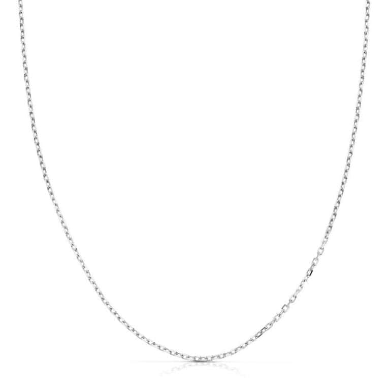 Cadena Forzada Maciza de Oro Blanco 18K con 1 mm y 40 cm de Largo - Imagen 1