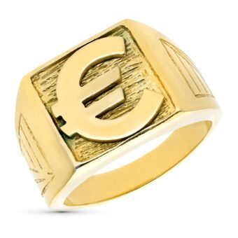 Sello Hombre 15 x 15 mm Oro Amarillo 18K Símbolo Euro