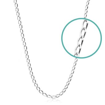 Cadena Bilbao Maciza de Oro Blanco 18K con 1 mm Ancho y 40 cm de Largo