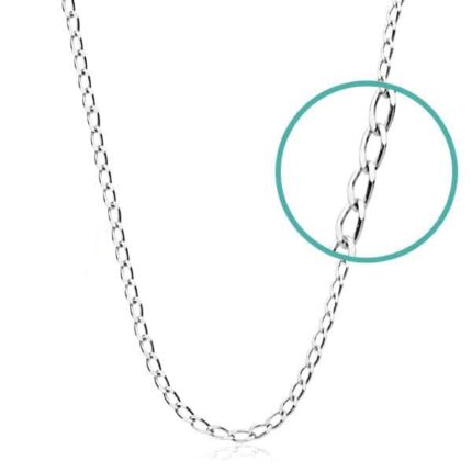 Cadena Bilbao Maciza de Oro Blanco 18K con 1 mm Ancho y 40 cm de Largo