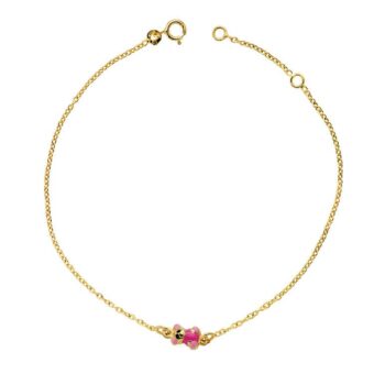 Pulsera Niña 18 cm Oro Amarillo 18 Quilates Osito Esmaltado