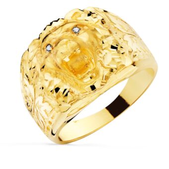 Sello Oro Amarillo 15 mm 18K Cabeza de León