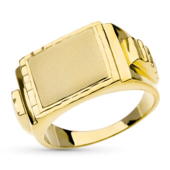 Sello Hombre 20 x 15 mm Oro Amarillo 18K Tallado Laterales