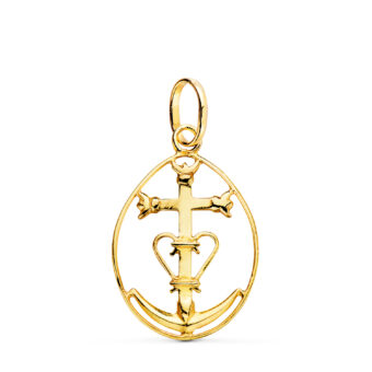 Cruz de la Camarga 25 x 17 mm en Oro Amarillo de 18K Cerco