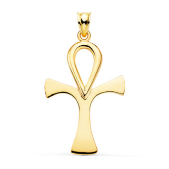 Cruz de la Vida 40 x 30 mm en Oro Amarillo de 18K Brillo