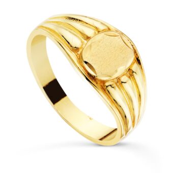 Sello Cadete 8 x 7 mm Oro Amarillo 18K Estrías Oval