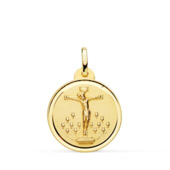 Medalla Cristo de la Laguna 20 mm Oro Amarillo 18K con Bisel