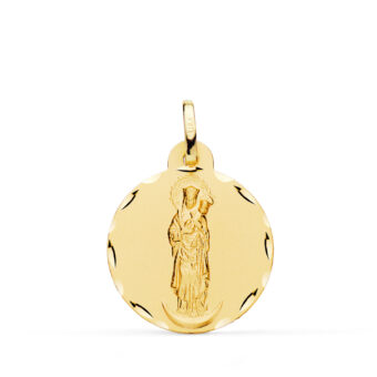 Medalla Virgen Almudena 20 mm Oro Amarillo 18K con Tallas