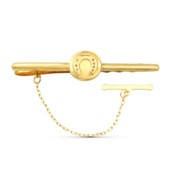 Pisacorbata de Oro Amarillo 18K con Herradura Central