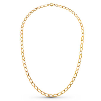 Cadena Hueca de Oro Amarillo 18K tipo Rombo con 5 mm de Grosor y 50 cm de Largo