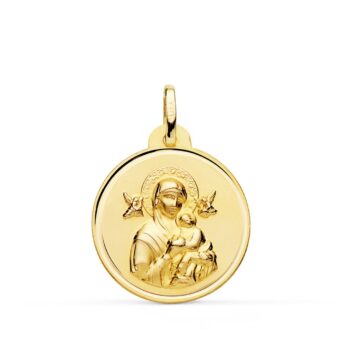 Medalla Virgen del Perpetuo Socorro 22 mm Oro Amarillo 18K con Bisel
