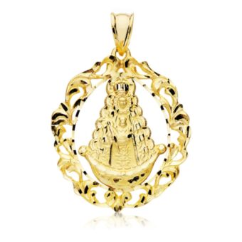 Medalla Virgen del Rocío Pandereta 40 x 33 mm Oro Amarillo 18K