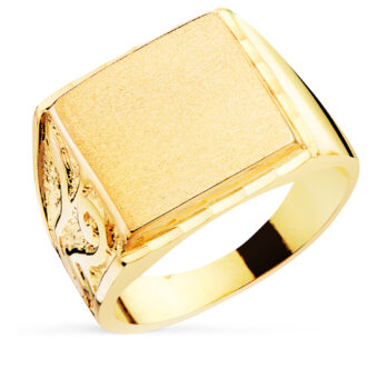 Sello Hombre 14 x 14 mm Oro Amarillo 18K Tallado