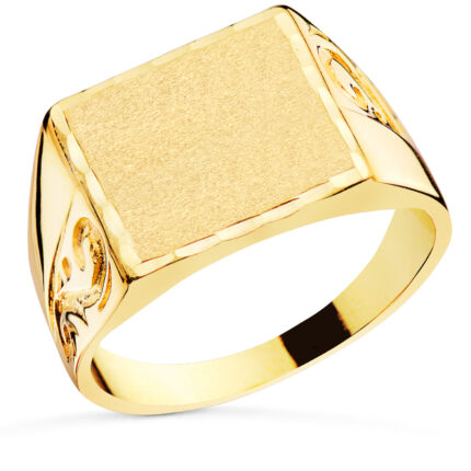 Sello Hombre 14 x 15 mm Oro Amarillo 18K Tallado
