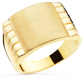 Sello Hombre 15 x 15 mm Oro Amarillo 18K Hombros Estriados